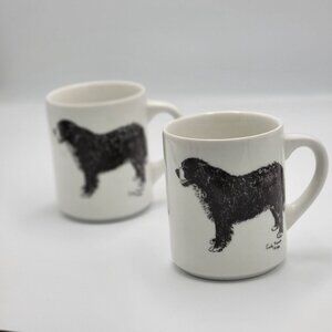 Vintage Newfoundland Dog Ceramic Coffee Mugs By Cindy Farmer 1986 Set of 2